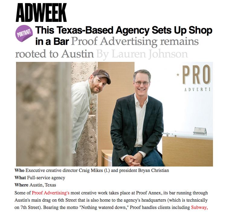 AdWeek Profiles Proof And Seems To Like Our Bar
