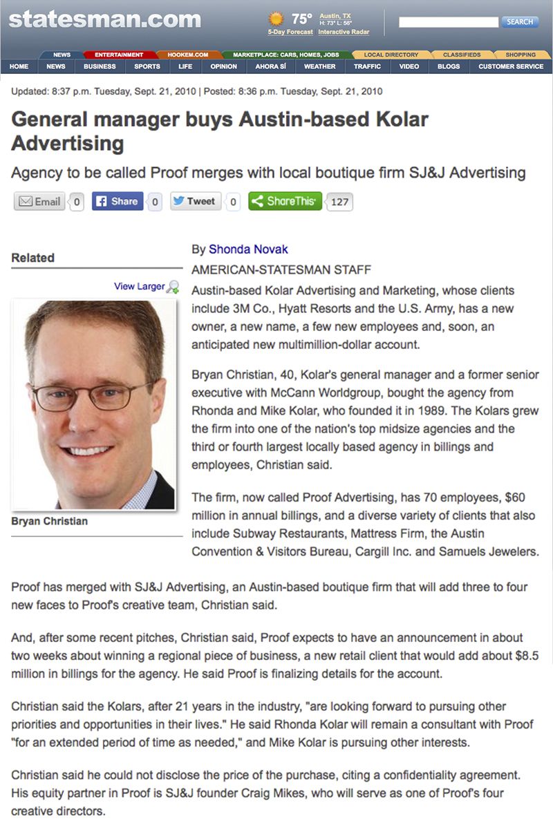 General manager buys Austin-based Kolar Advertising